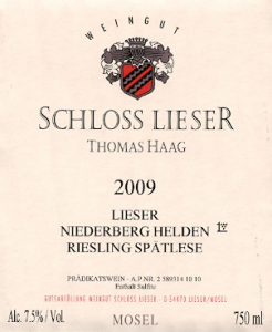 2009 Lieser NIEDERBERG HELDEN Riesling Spätlese