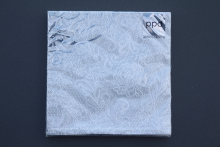 Servietten | Lace Royal Silver White 33x33 | 15 Stück
